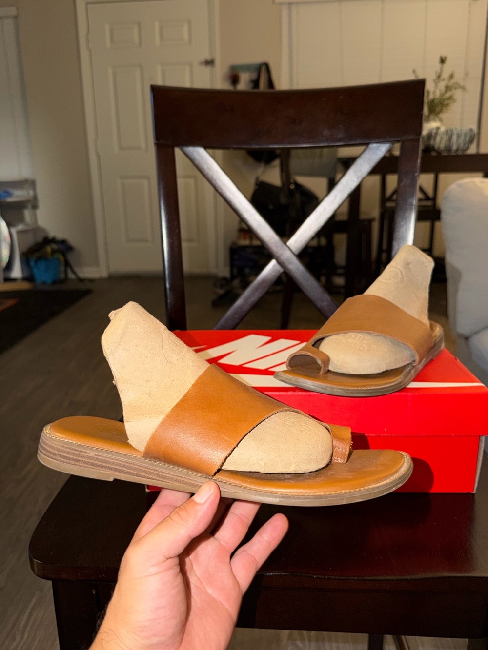 Franco Sarto Casual Tan Leather Slide Sandals - Women size 8.5